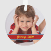 Super Kid Comic Book Themed with Boy's Foto Ornam Ornament (Rückseite)