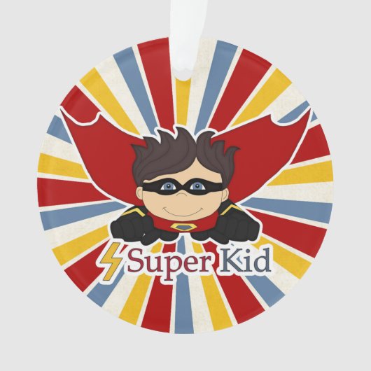 Super Kid Comic Book Themed with Boy's Foto Ornam Ornament (Vorderseite)