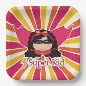 Super Kid Girl's Superhero Themed Party Pappteller (Vorderseite)