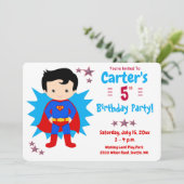 Super Kid - Jungs Einladung zur Geburtstagsparty (Stehend Vorderseite)