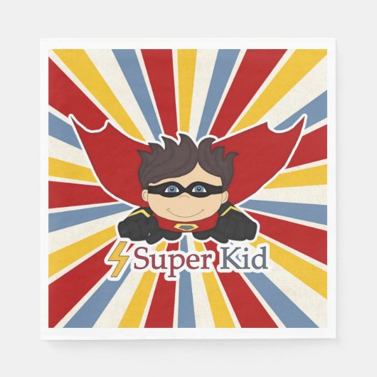 Super Kid Superhero Themed Boys Party Serviette (Vorderseite)