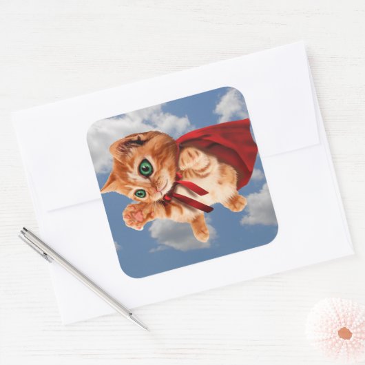 Super Kitty Quadratischer Aufkleber (Umschlag)