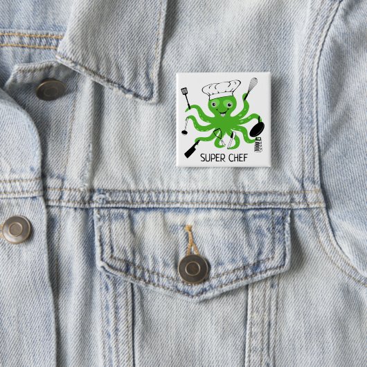 Super Koch Green Octopus Personalisieren Button (Beispiel)
