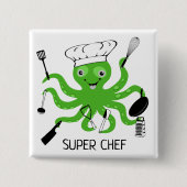 Super Koch Green Octopus Personalisieren Button (Vorderseite)