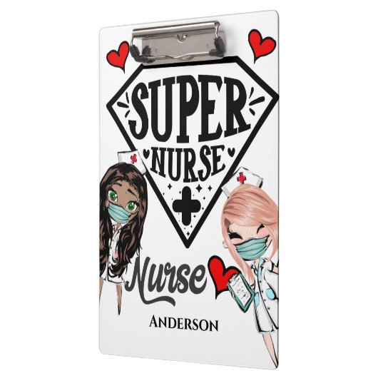 Super-Krankenschwester Superheld DIY Namensschild Klemmbrett (Links)