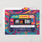 Super Krasser 80er 90s Audio Cassette Birthday Ein Einladung (Vorne/Hinten)