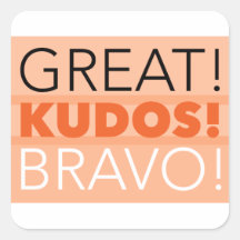 Super! Kudos! Bravo! Aufkleber