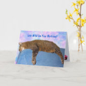 Super Lazy Party Cat Birthday Karte (Gelbe Blume)