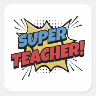 Super Lehrer Comic-Stil Quadratischer Aufkleber
