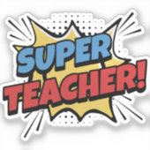 Super-Lehrer im Comic-Stil Aufkleber (Vorderseite)