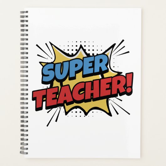 Super-Lehrer im Comic-Stil Planer (Vorderseite)