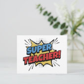 Super-Lehrer im Comic-Stil Postkarte (Stehend Vorderseite)