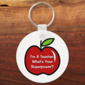 Super-Lehrer Schlüsselanhänger mit rotem Apfel (Vorderseite)