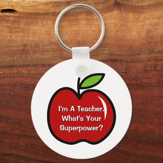 Super-Lehrer Schlüsselanhänger mit rotem Apfel (Vorderseite)