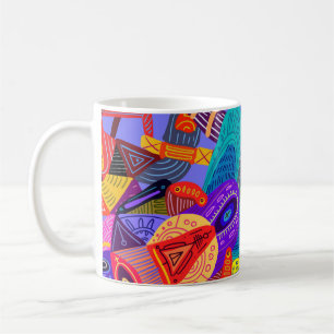 Super lustiges und farbenfrohes abstraktes Design Kaffeetasse