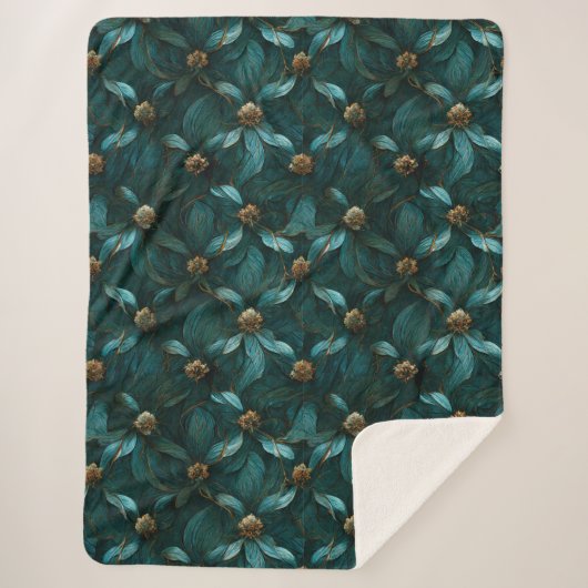 Super Luxe Aquamarin & Gold Sherpadecke (Vorderseite)
