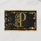 Super Luxury Black + Gold Monogram Visitenkarte (Vorderseite)