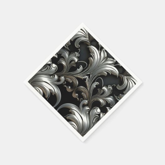 Super Luxury Silver Blätter Design Serviette (Ecke)