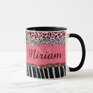 Super mädchenhaft rosa Glitter exotischer Leoparde Tasse