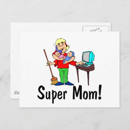 Super-Mama (4 Arme) Postkarte (Vorne/Hinten)