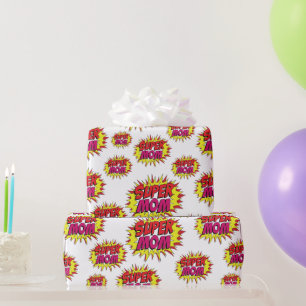 Super-Mama auf Weiß Geschenkpapier
