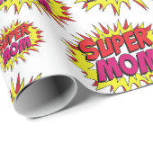 Super Mama auf Weiß Geschenkpapier (Rolleneckpunkt)
