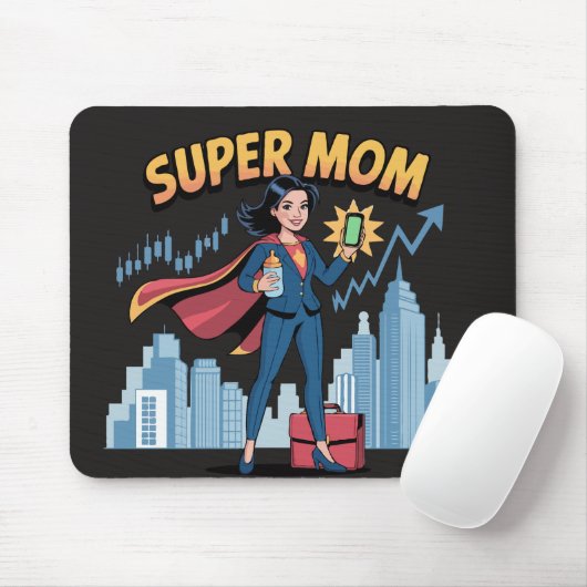 Super Mama | Berufstätige Superheldin Comic-Art Mousepad (Mit Mouse)