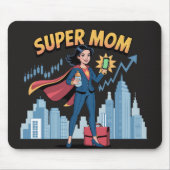 Super Mama | Berufstätige Superheldin Comic-Art Mousepad (Vorne)