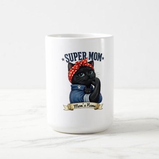 Super Mama Black Cat – Muttertagsshirt Kaffeetasse (Mittel)