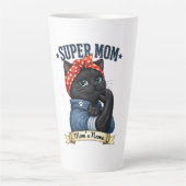 Super Mama Black Cat – Muttertagsshirt Milchtasse (Vorderseite)