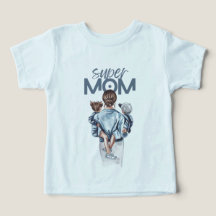 Super-Mama Blau Aquarell-Mutter-und-Kinder-Kunst