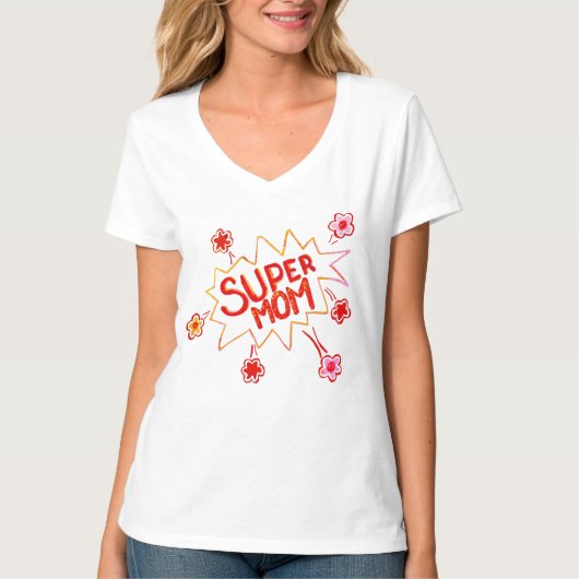 Super Mama Blume Comic Blase Zeichnend Mutter T-Shirt (Vorderseite)