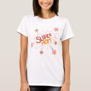 Super Mama Blume Comic Blase Zeichnend Muttertag T-Shirt