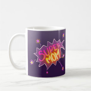 Super-Mama-Blumen-Neon-Comic-Blase Muttertag Kaffeetasse