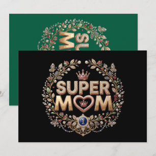 Super-Mama Elegante Blumenkrone Gold Abzeichen Einladung