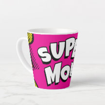 "Super Mama" Farbiges Comic Buch Pop Kunst Latte T