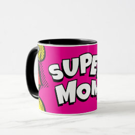 "Super Mama" Farbiges Comic Buch Pop Kunst Tasse