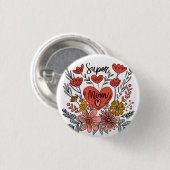 Super Mama Floral Button (Vorne & Hinten)