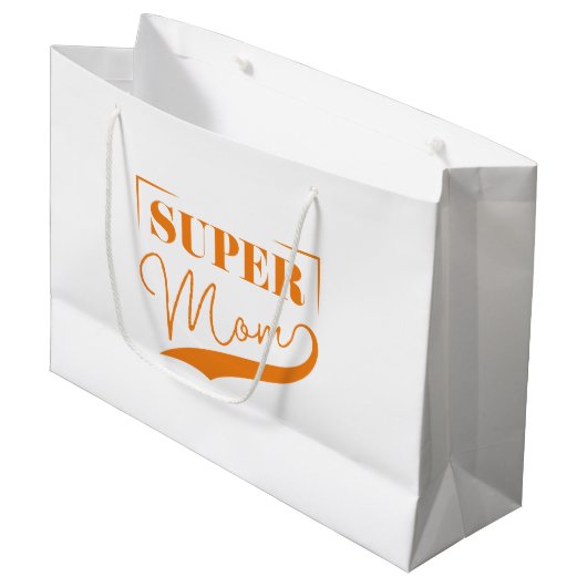 Super Mama Große Geschenktüte (Vorderseite Schrägansicht)