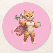 Super-Mama-Gym-Katze-Runduntersetzer