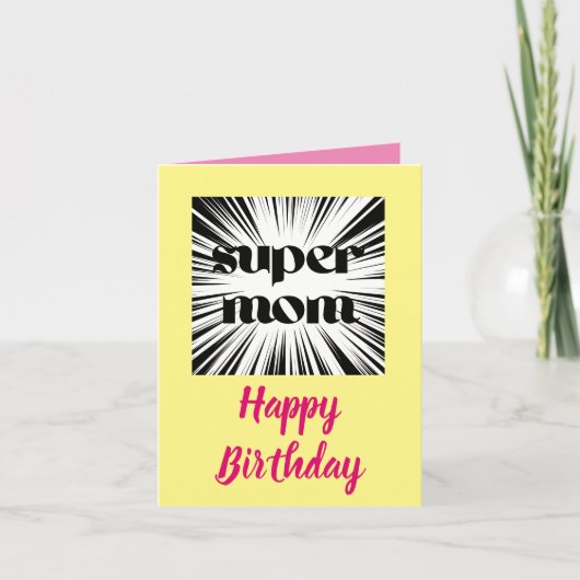 Super Mama Happy Birthday Card, Superhero Theme Karte (Vorderseite)