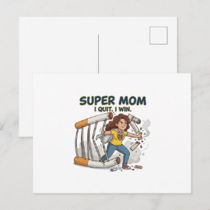 Super-Mama hat mit dem Rauchen aufgehört Erfolg Postkarte