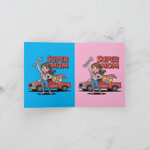 Super-Mama-Held Cartoon-Geschenk zum Muttertag Karte