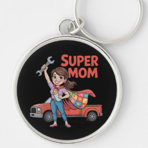 Super-Mama-Held Cartoon-Geschenk zum Muttertag Schlüsselanhänger