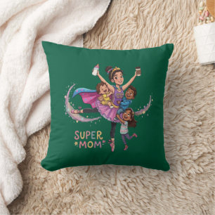 Super-Mama: Heldin Mutter mit drei Kindern Illustr Kissen