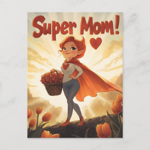 Super-Mama-Illustration Feiertagspostkarte