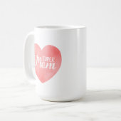Super Mama im rosa Aquarellherz, Muttertag Kaffeetasse (Vorderseite Links)