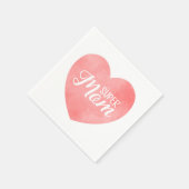 Super Mama im rosa Aquarellherz, Muttertag Serviette (Ecke)