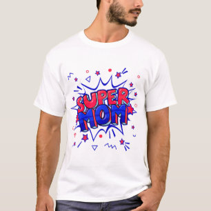 SUPER MAMA in Rot und Blau für Muttertag oder Gebu T-Shirt