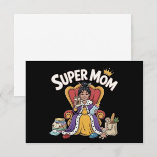 Super-Mama-Königin auf Thron-Cartoon Dankeskarte